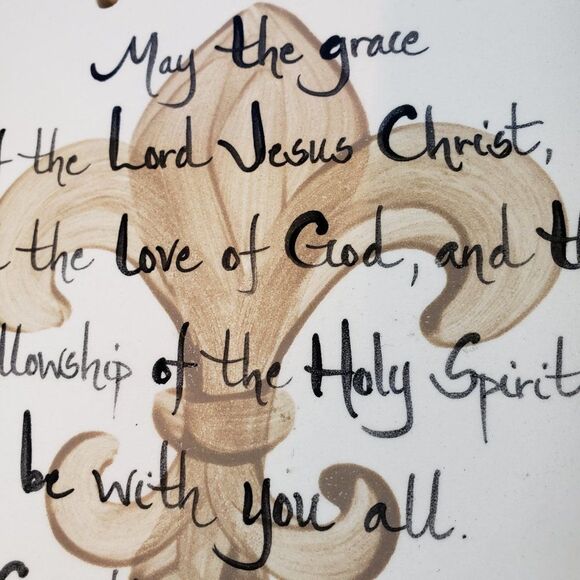 Ceramic New Orleans Fleur de Lis Hanging Tile Bible Quote Wall Decor - Picture 5 of 6